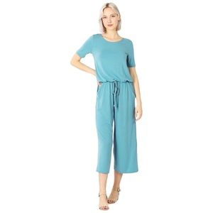 Blue capri jumpsuit